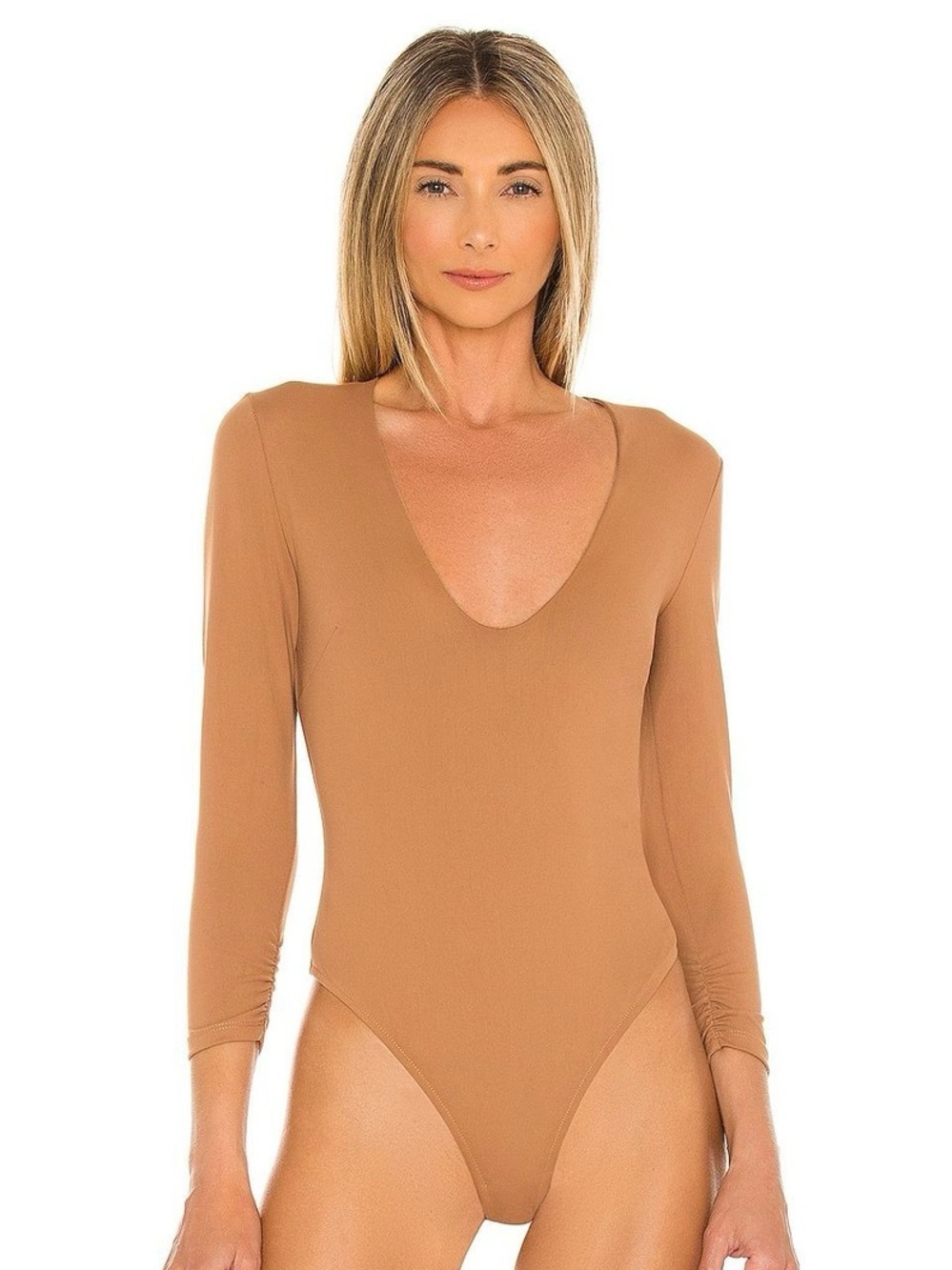 Free People Close Call Bodysuit in Cafe